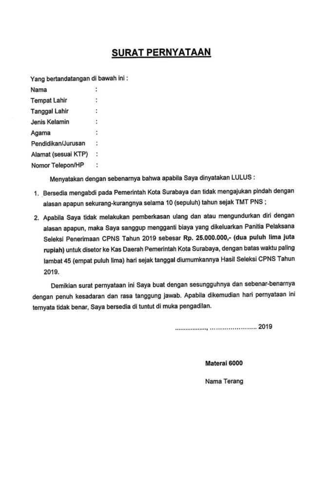 Surat Lamaran CPNS Pemkot Surabaya (2)