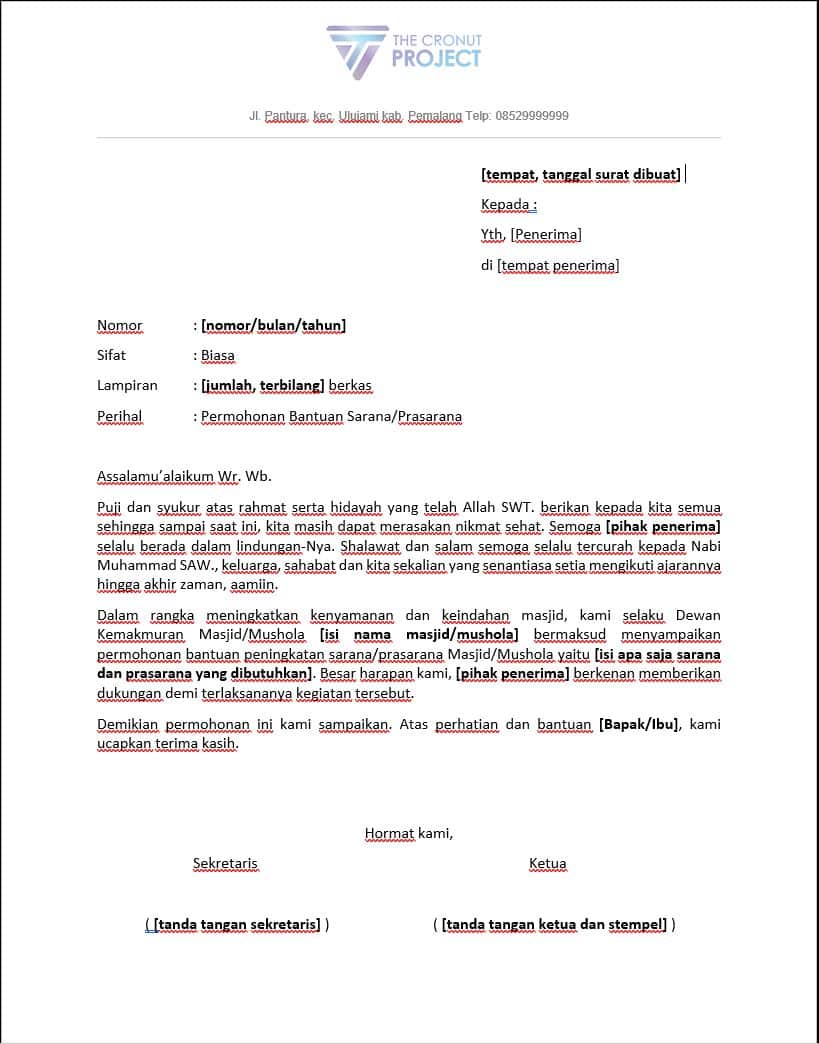 3 Contoh Surat Permohonan Bantuan (Dana, Barang Dan BAZNAS)