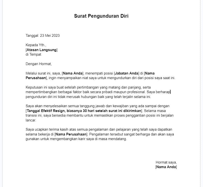 Cara Membuat & Contoh Surat Resign Yang Baik Dan Benar