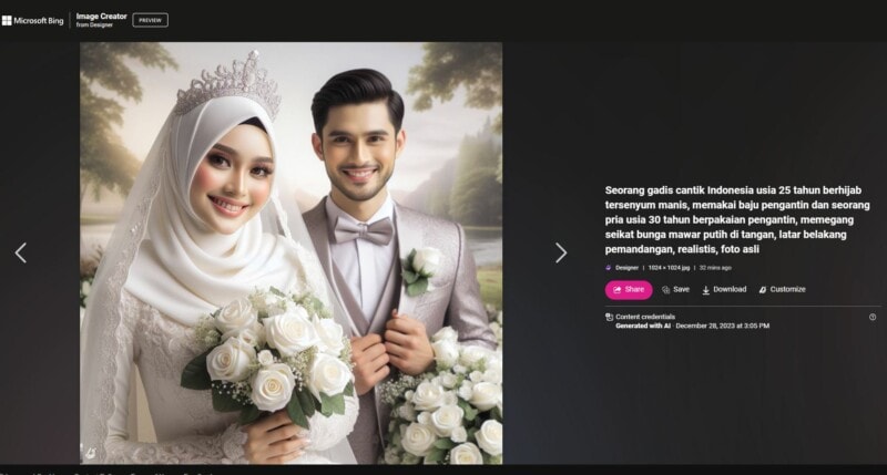 Cara edit foto wedding dengan AI